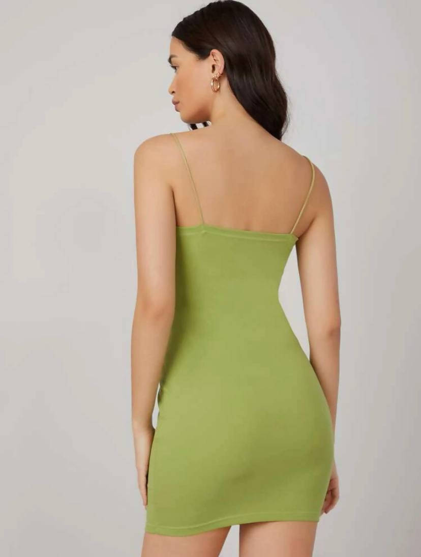 SHEIN Basics Solid Bodycon Dress (Lime ...